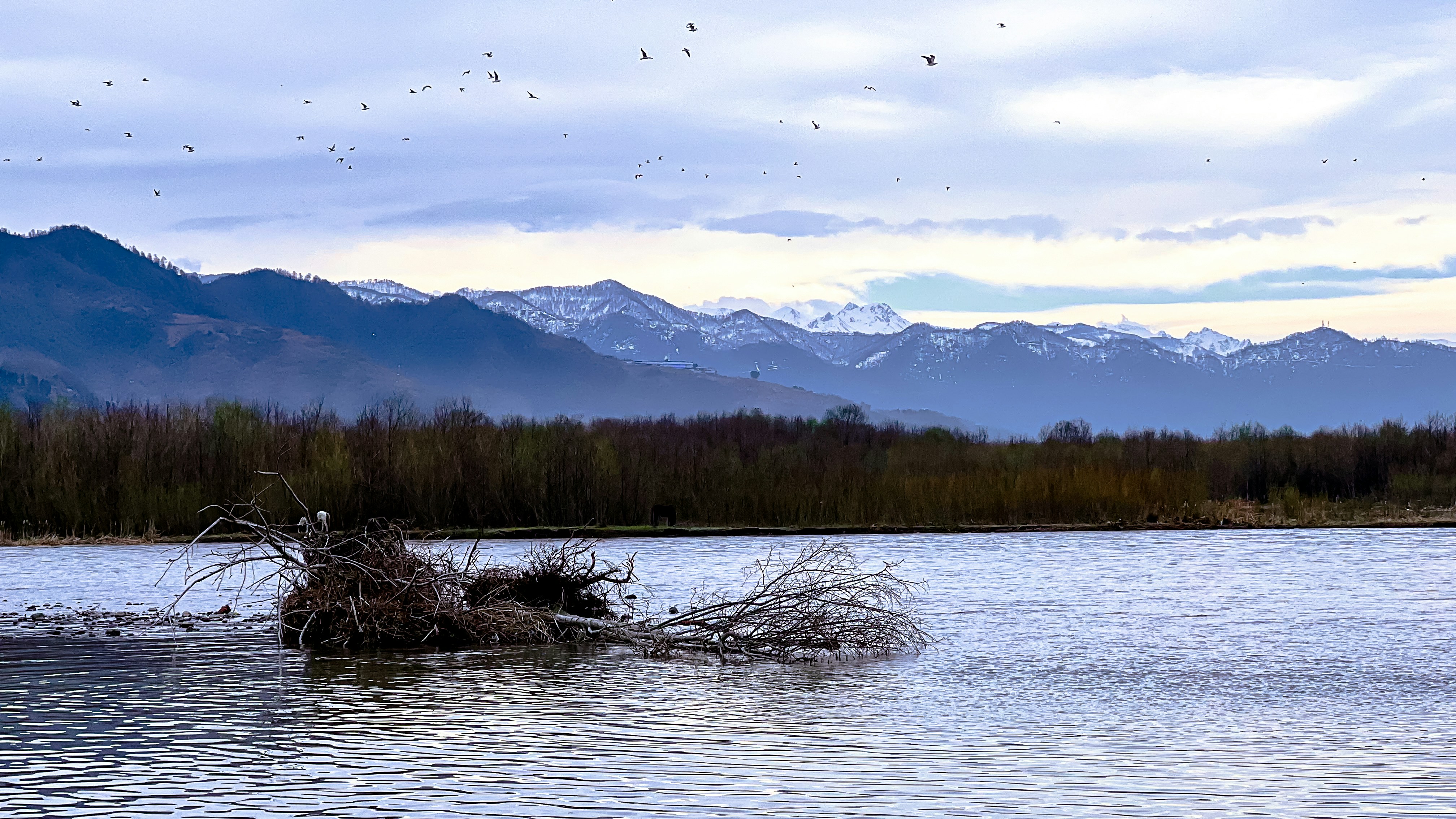 a large body of water with mountains in the background, Georgian nature
