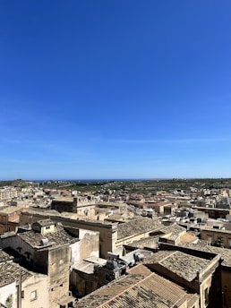 A panoramic view of Çeşme town with the sea in the background.