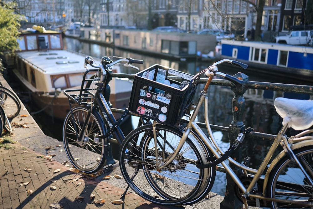 a couple of bikes parked next to each other