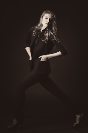 A dynamic shot of a model walking confidently, capturing her energy and charm.