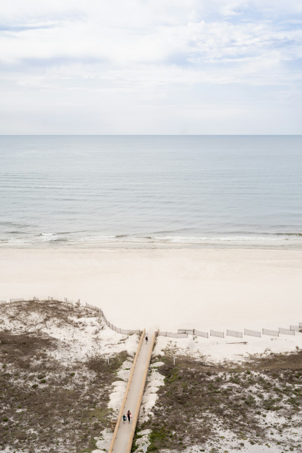 a view of the beach from a high viewpoint