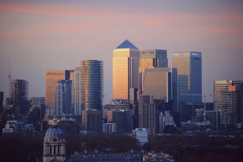 a view of a city with tall buildings