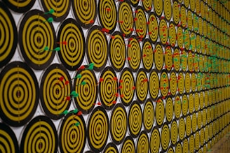 a wall with a lot of circles on it
