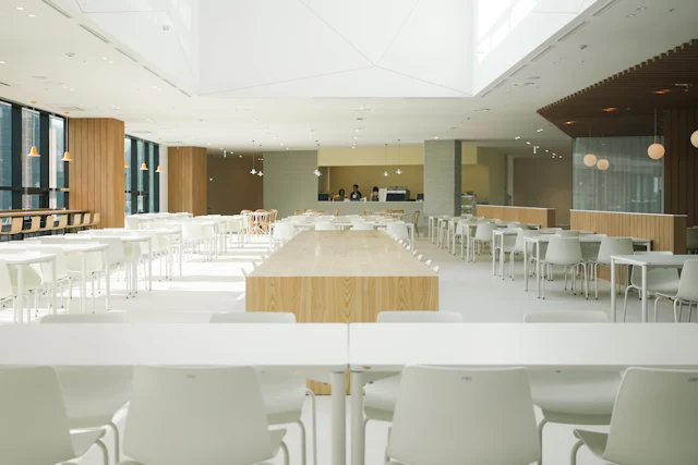 Large Capacity Canteen — commercial cafeteria & pantry interior design