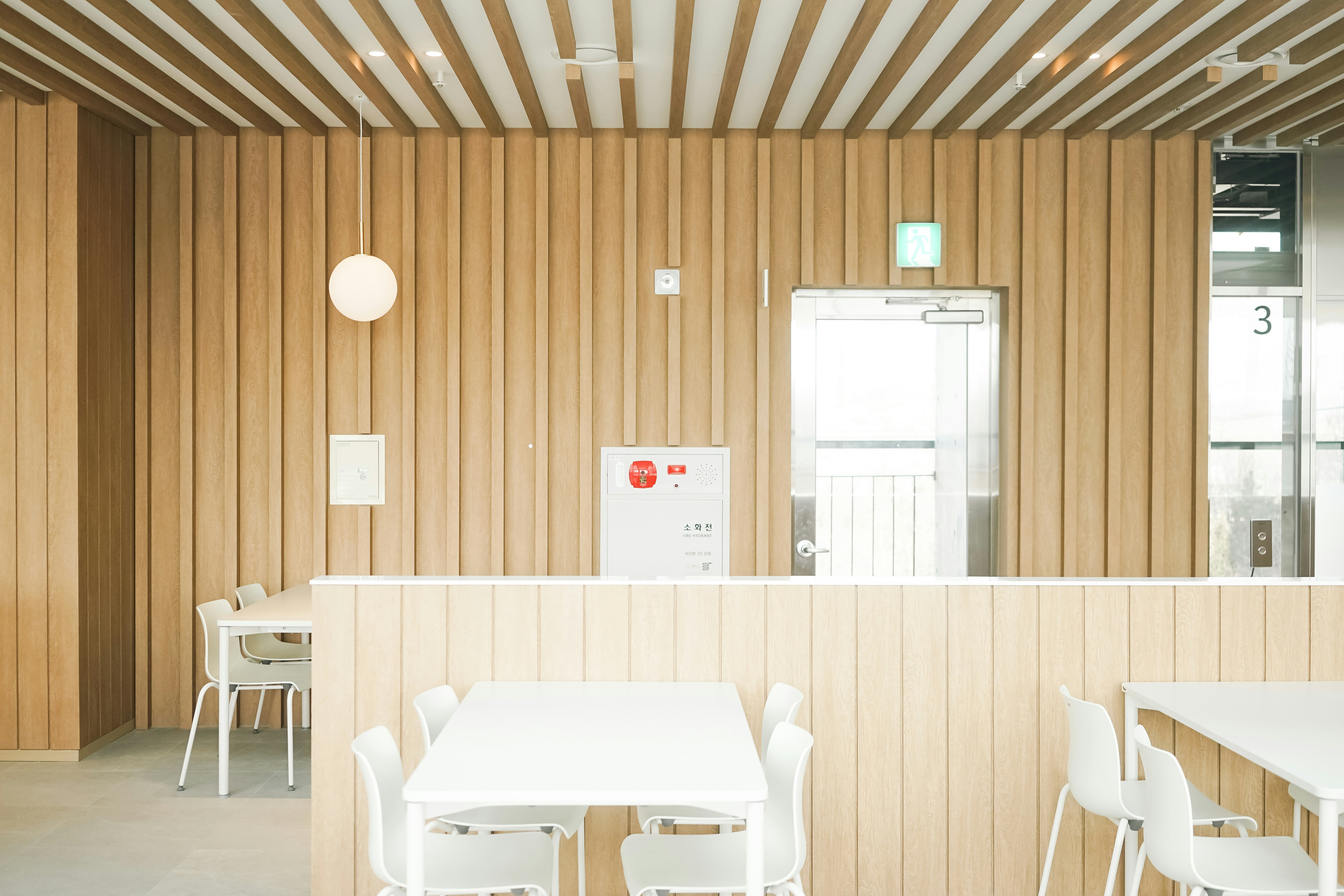 a white table and chairs in a room