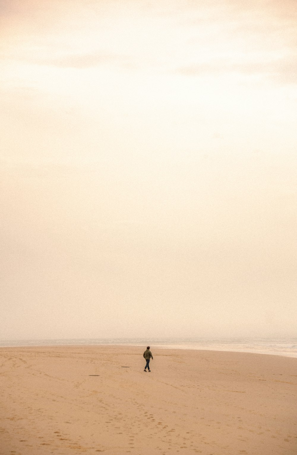 a person walking on a beach with a kite in the sky