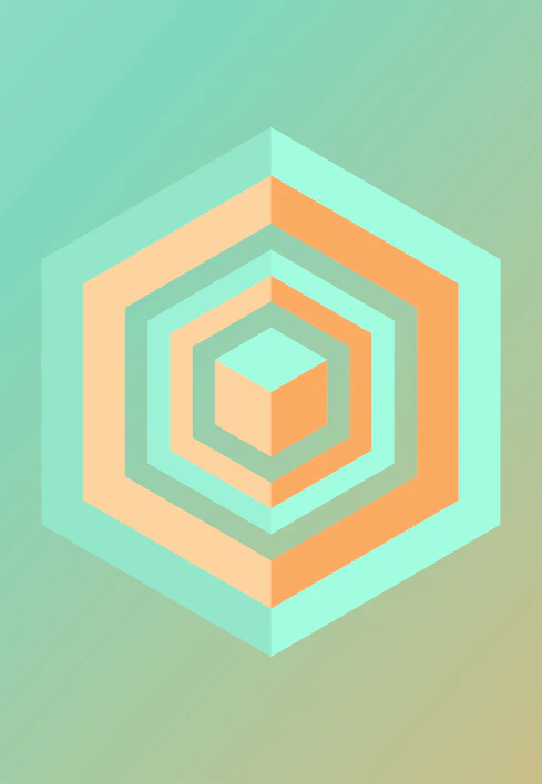 Soft pastel geometric sacred pattern with subtle golden light accents