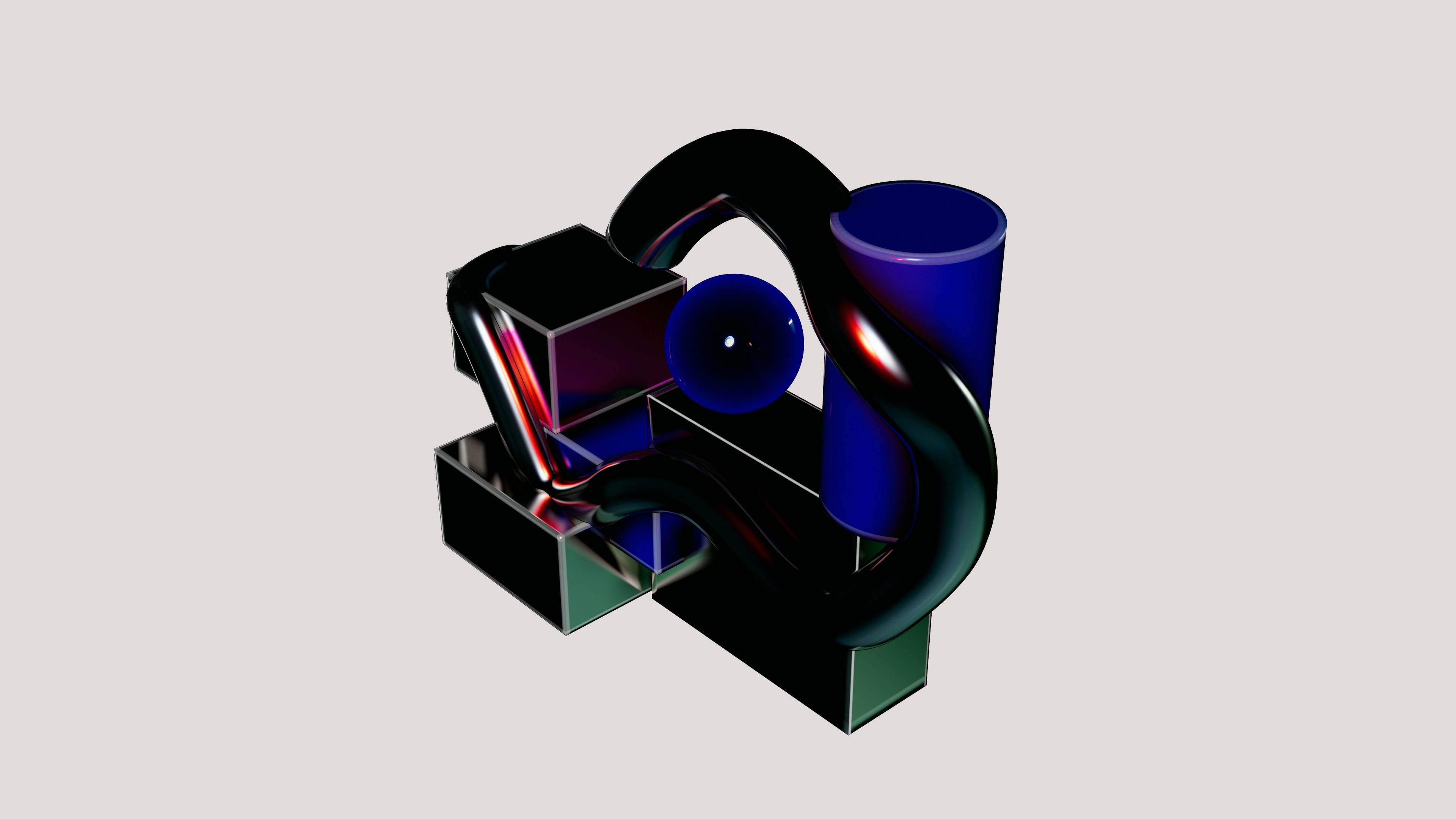 a computer generated image of a black object