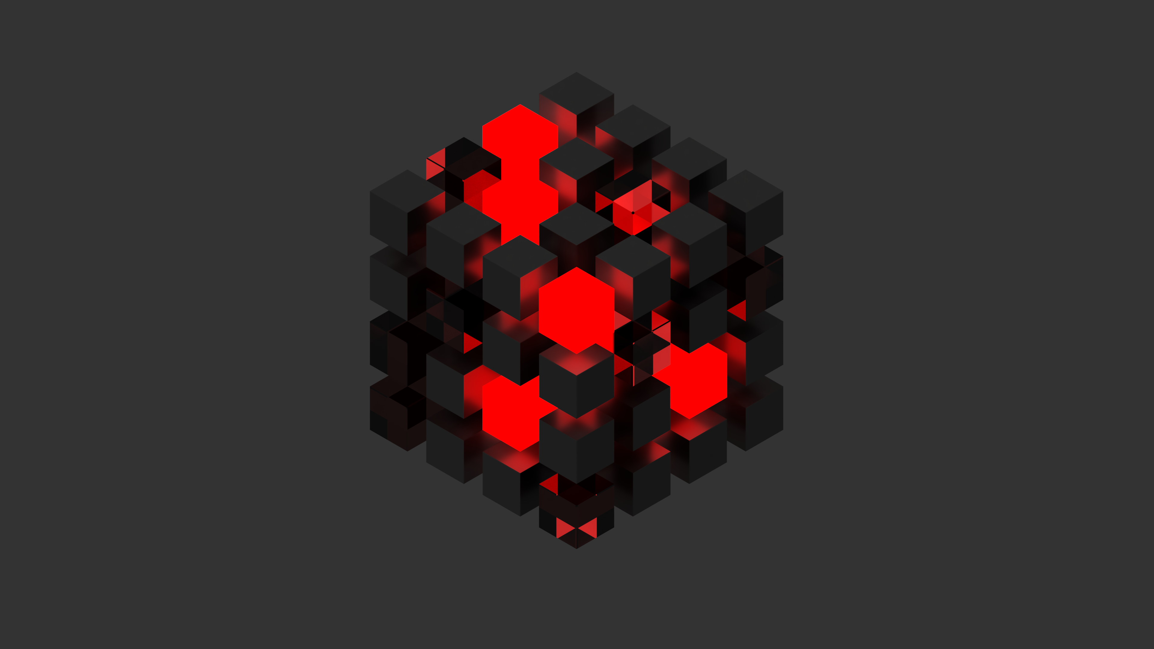 Rendering of cubes on a dark background