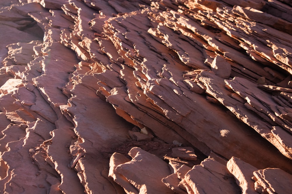 a close up of a rock formation in the desert