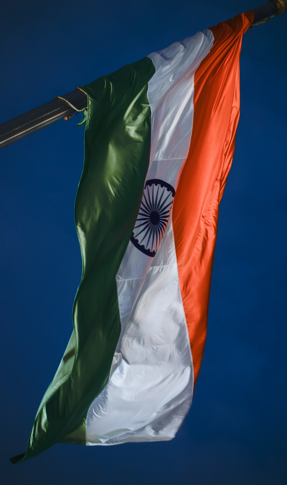 the indian flag is flying high in the sky