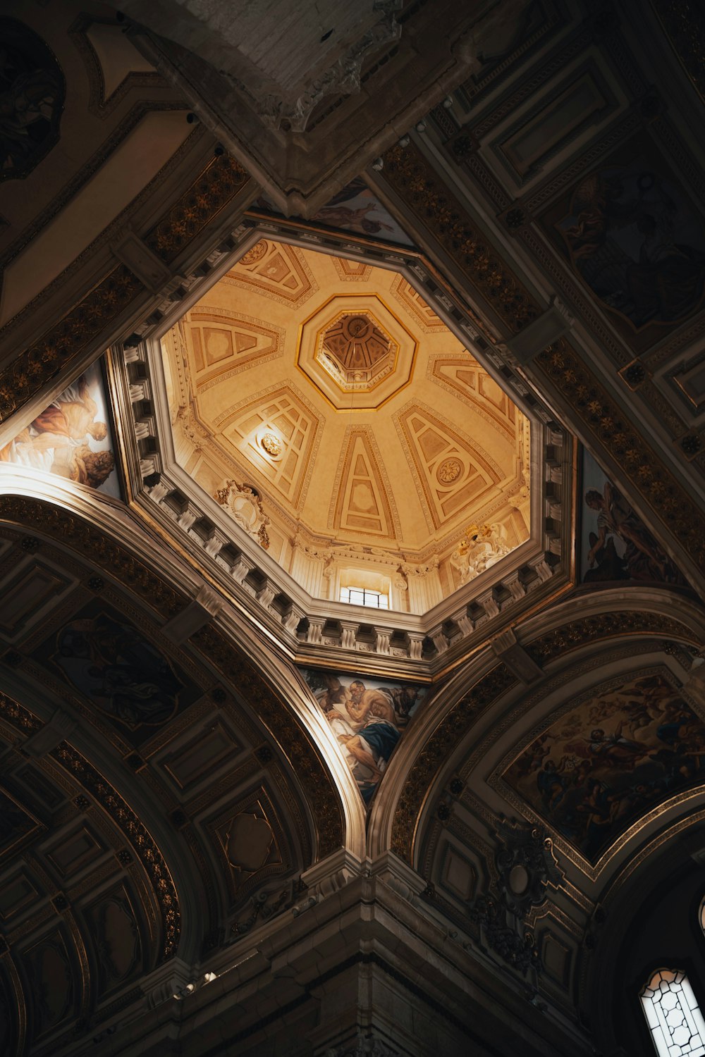the ceiling of a church with a painted dome