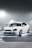 A vibrant car with custom-painted brake calipers and underglow lights illuminating the ground beneath it.