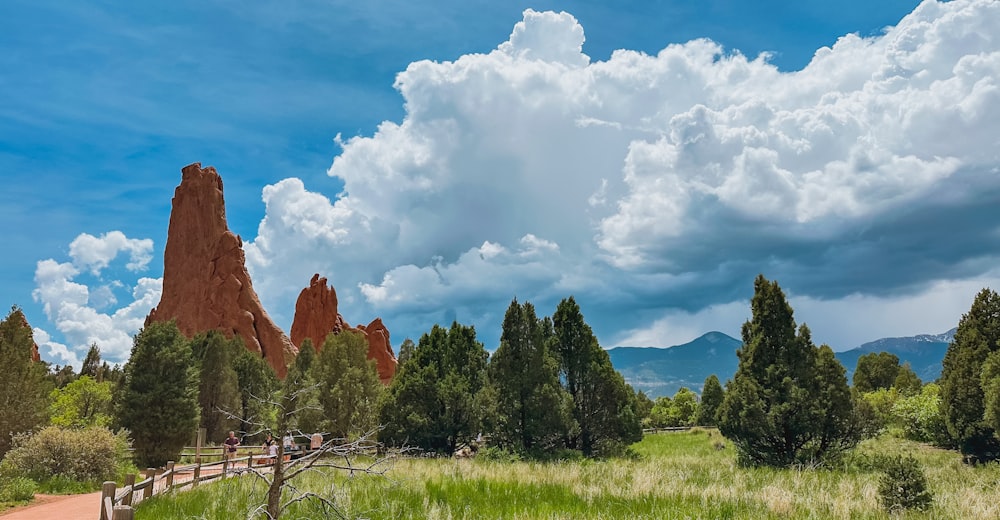 a scenic view of the mountains and trees