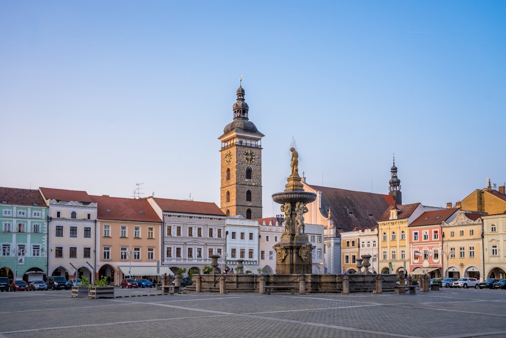 a large clock tower towering over a city