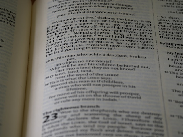A close-up view of a page from a book with printed text. The text is formatted in paragraphs with clear headings. The page has a cream background and black serif font.