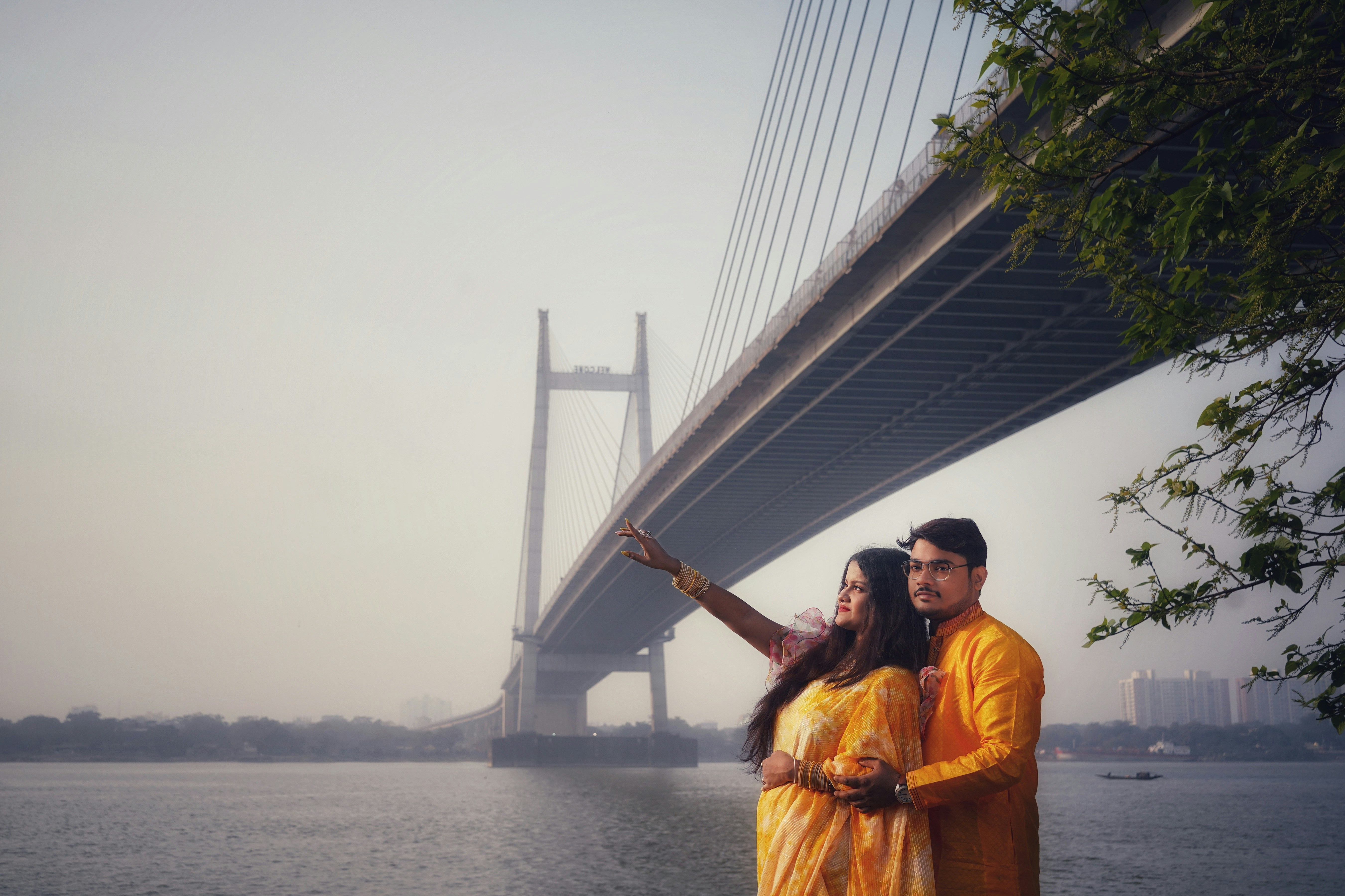 Customized Couple Hoodie - Indian couple wearing matching hoodies in urban setting