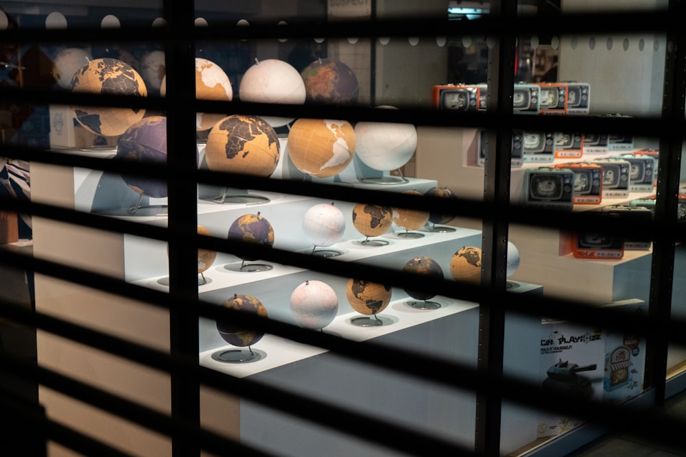 a display case filled with lots of different types of eggs