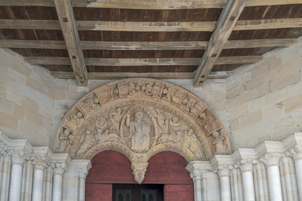 a doorway in a stone building with columns