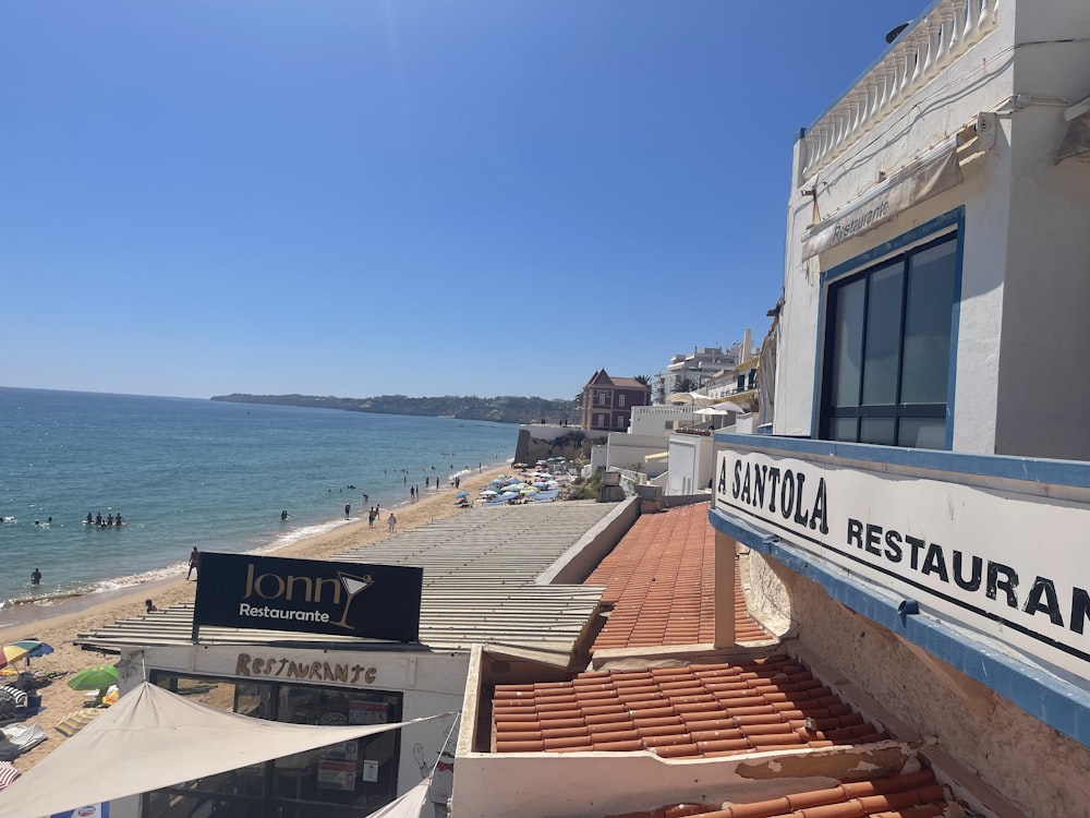 a view of a beach from a roof of a building