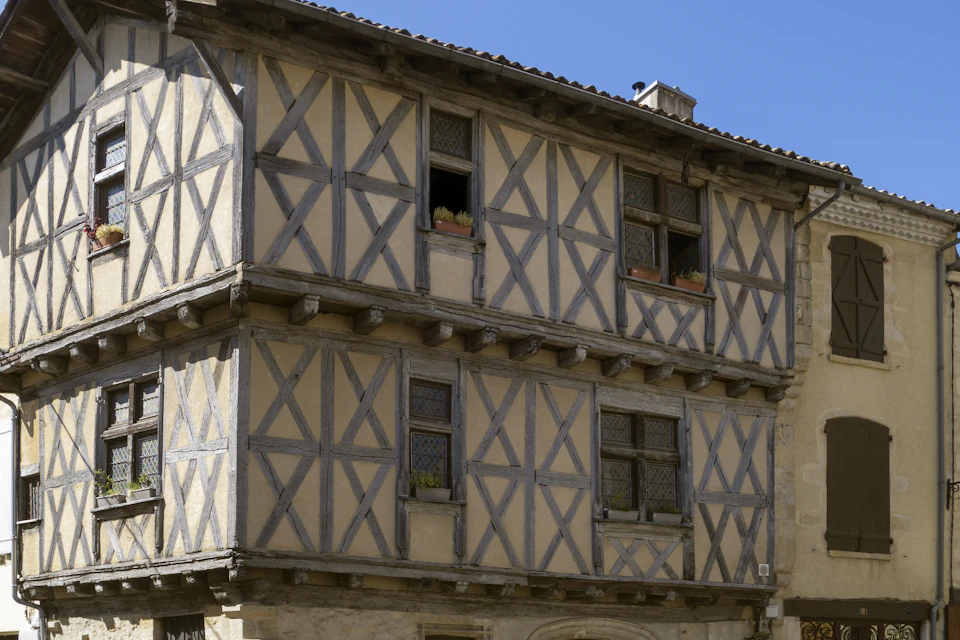 Half-timbered medieval house in La Réole