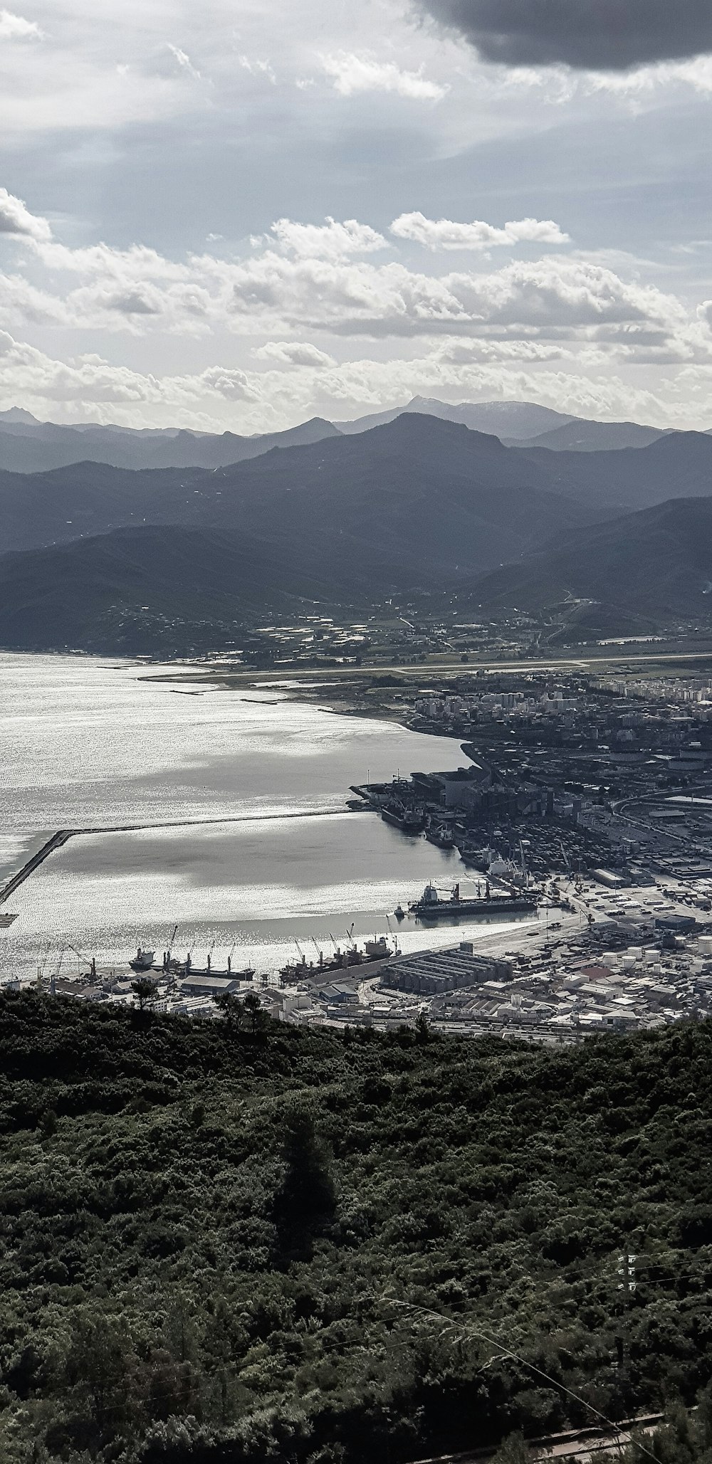 a large body of water surrounded by mountains