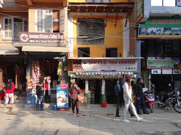 An inviting downtown Siliguri street scene with vibrant shops and friendly business owners.