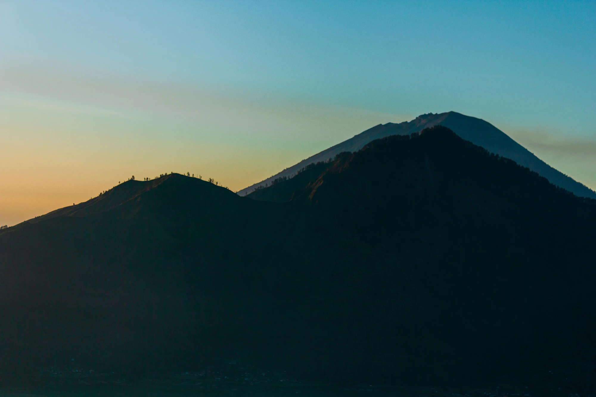 Sunrise horizon seen during a Mount Batur hike in Bali