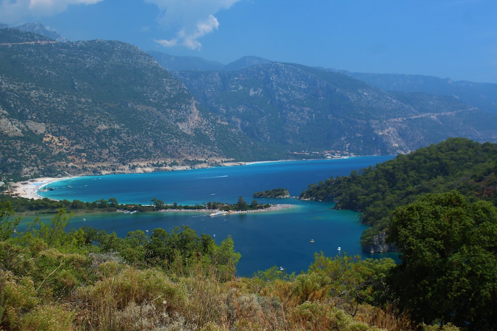 a large body of water surrounded by mountains