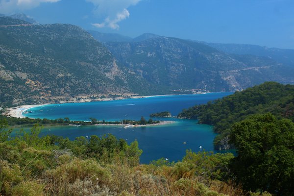A large body of water surrounded by mountains — Fethiye & Ölüdeniz, Turkey