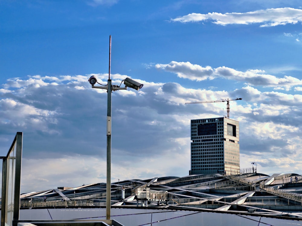 a tall building sitting next to a traffic light