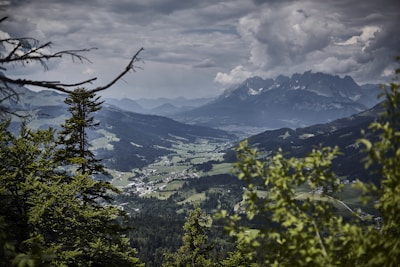 A scenic mountain backdrop as seen from a plot's vantage point.