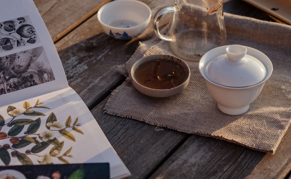 a cup of tea and a teapot on a table