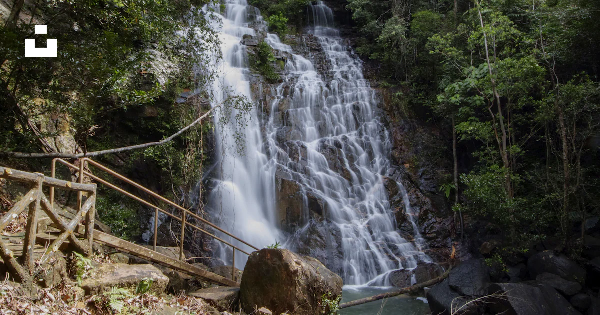 A waterfall in the middle of a forest photo – Free Taman negara johor ...