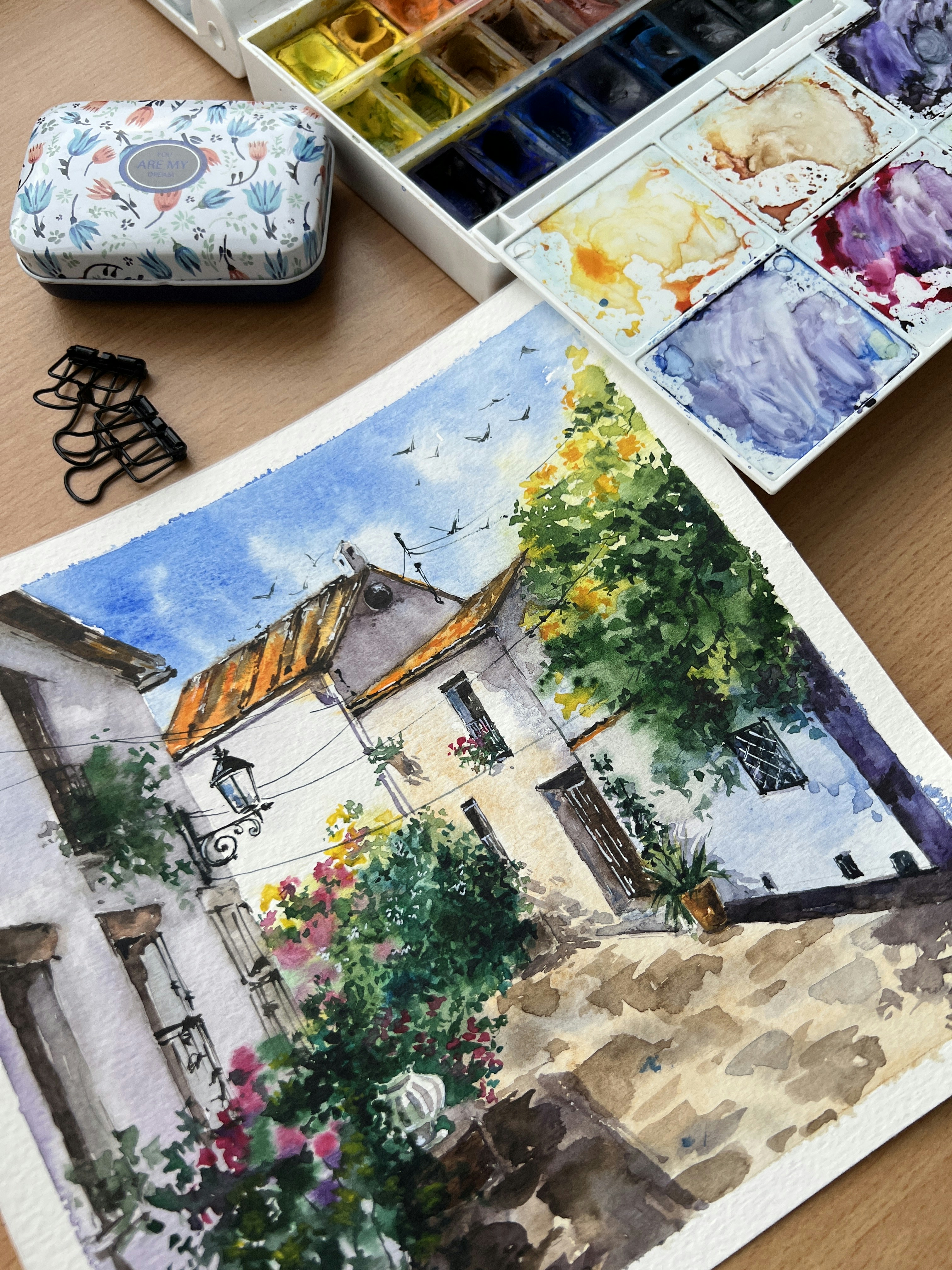 A watercolor painting of a house in a village photo – Free Польща Image ...