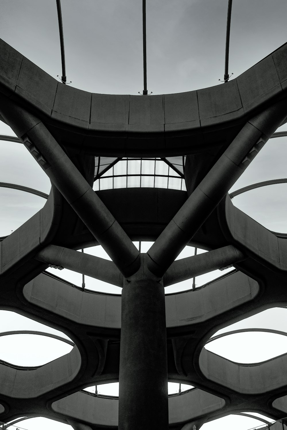 a black and white photo of a large structure