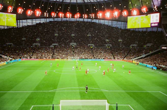 a soccer stadium filled with lots of people
