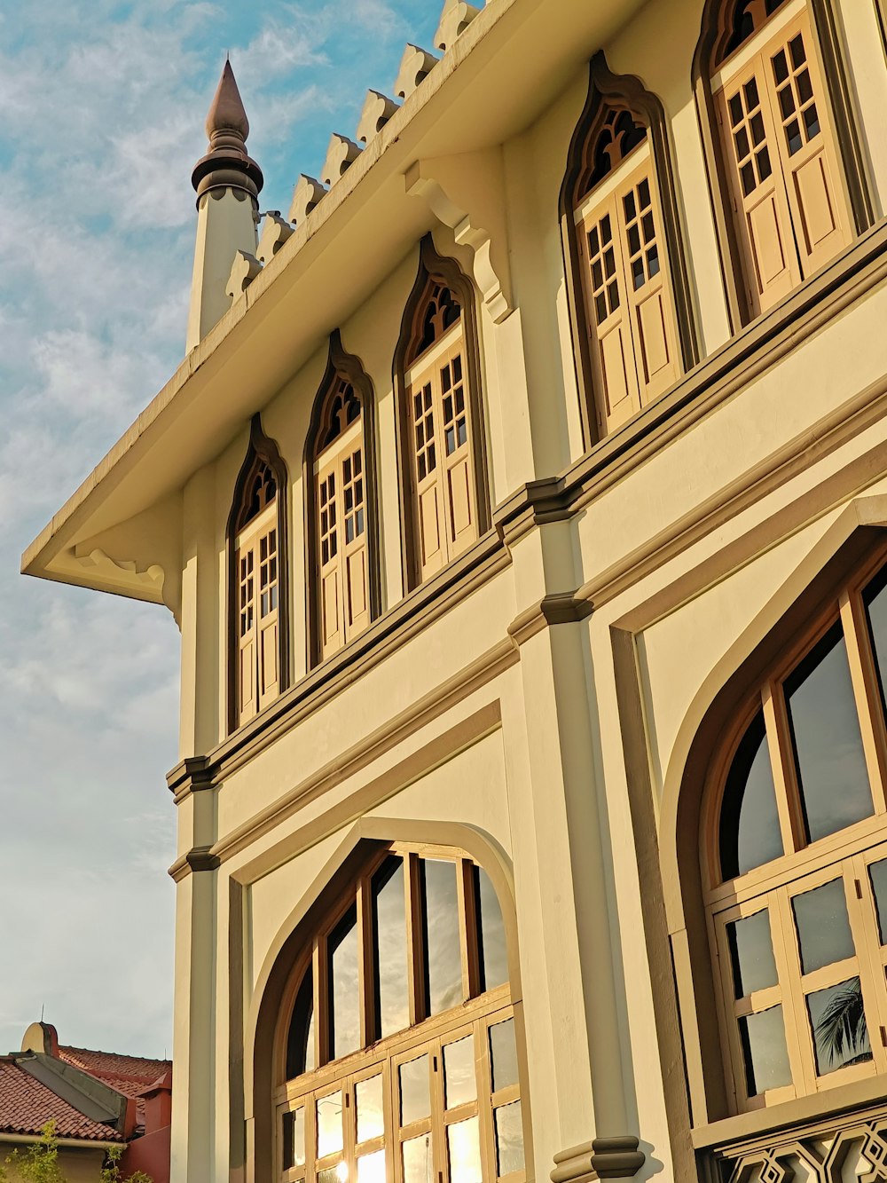 a building with a clock on the front of it