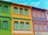A close-up of a freshly painted facade showcasing vibrant colors and clean lines.