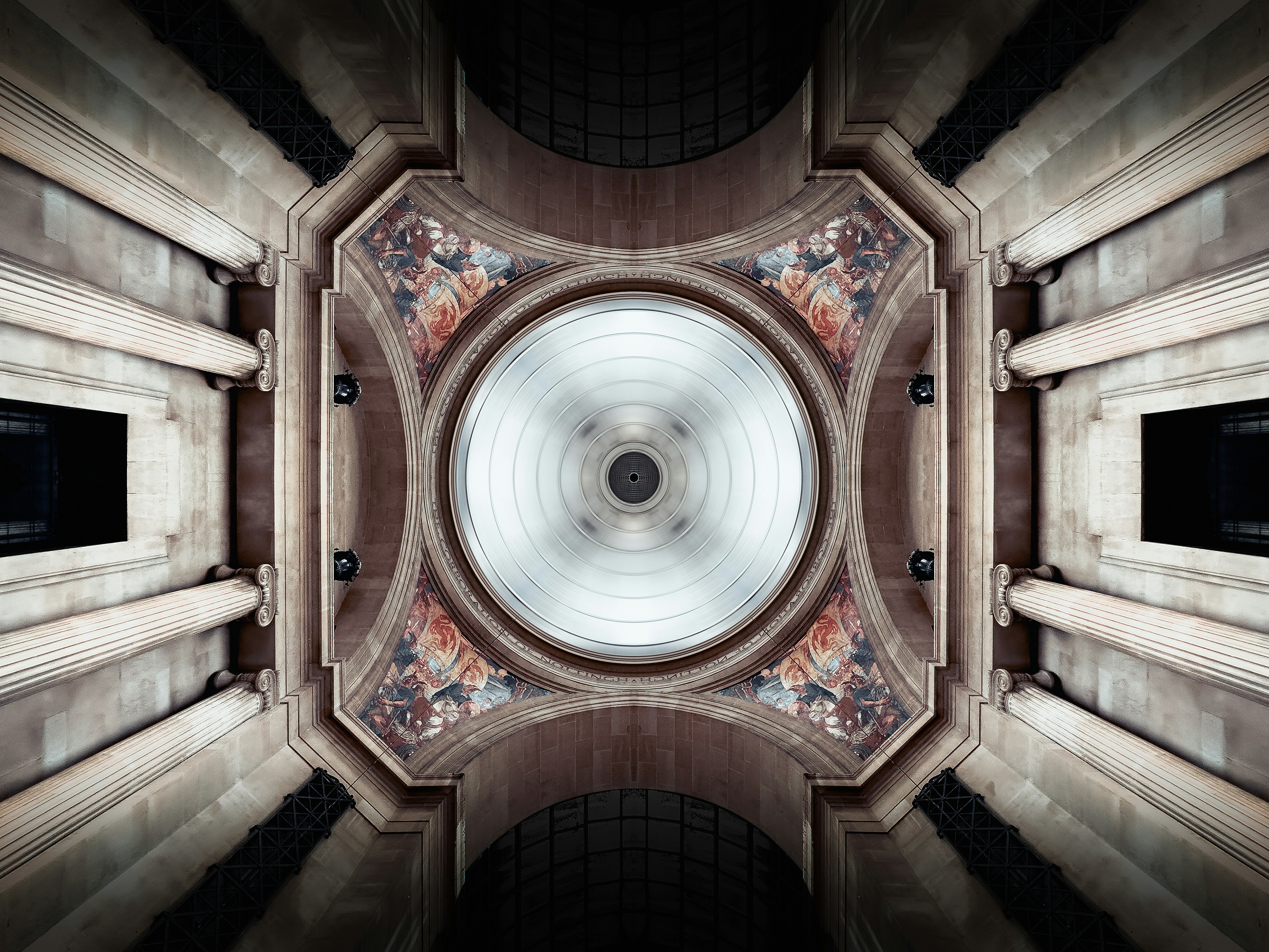 a view of the ceiling of a building