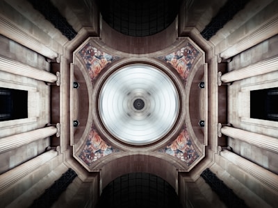 a view of the ceiling of a building