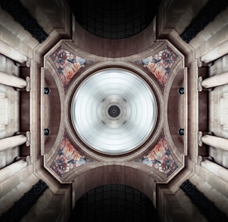 a view of the ceiling of a building