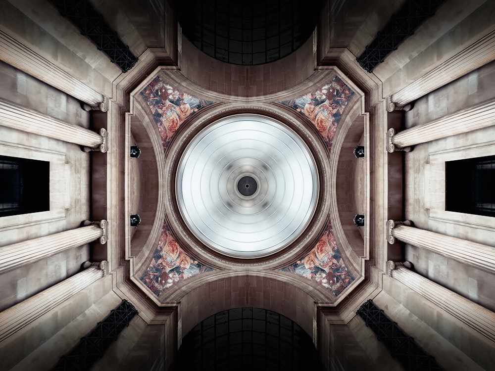 a view of the ceiling of a building