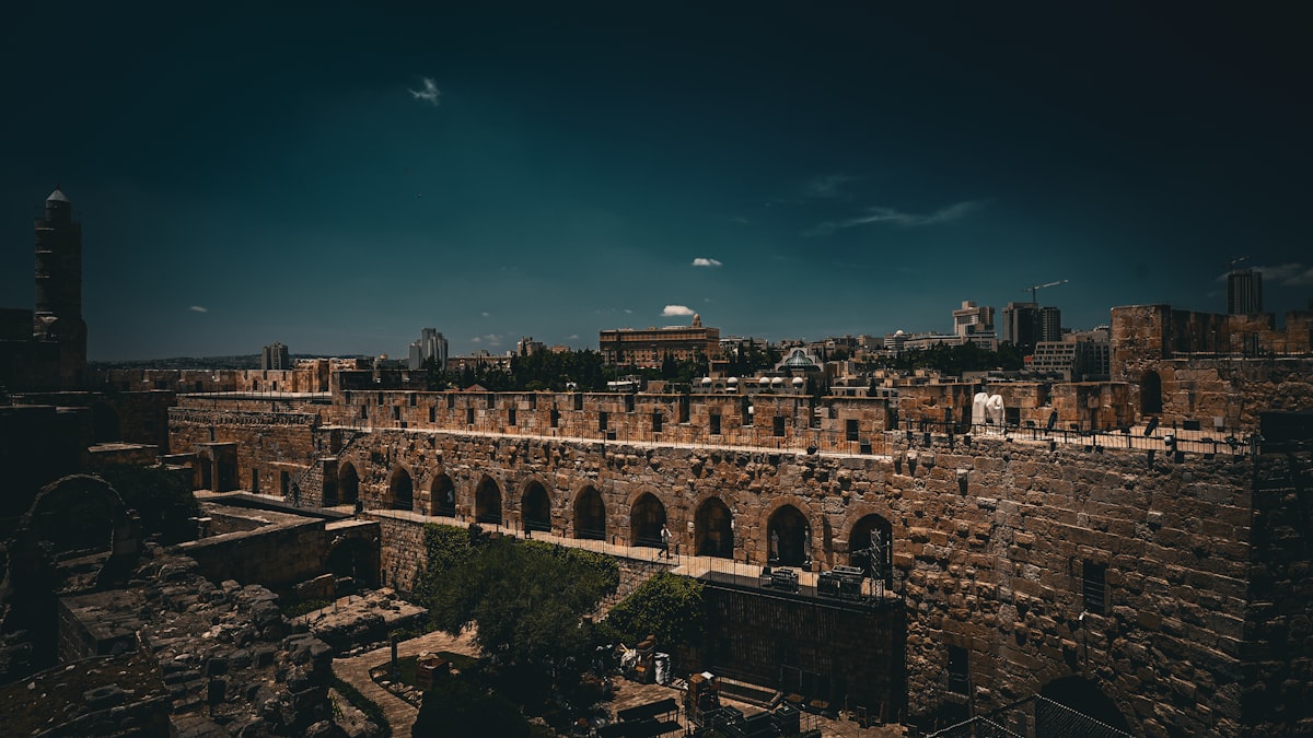 Jerusalem October — a rooftop view across the Old City in golden autumn afternoon light
