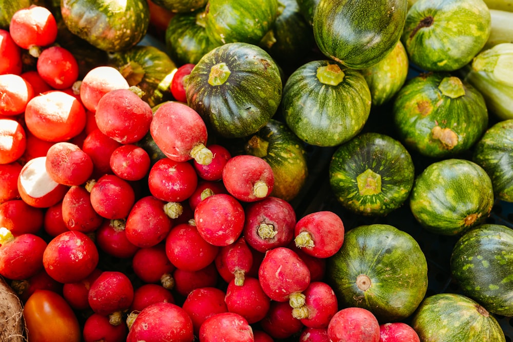 a close up of a bunch of fruits and vegetables