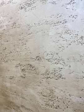 A textured wall surface with a rough, uneven appearance and a combination of light beige and darker brownish patches.