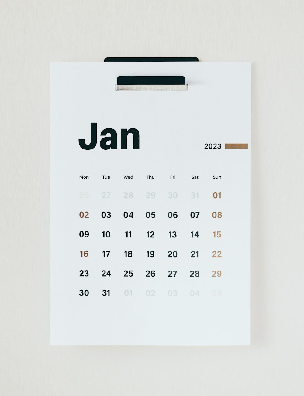 a calendar with the word jan on it