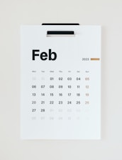 a calendar with the word feb on it