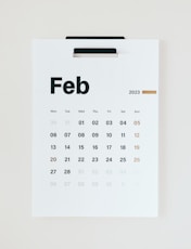 a calendar with the word feb on it