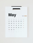 a calendar with the word may on it